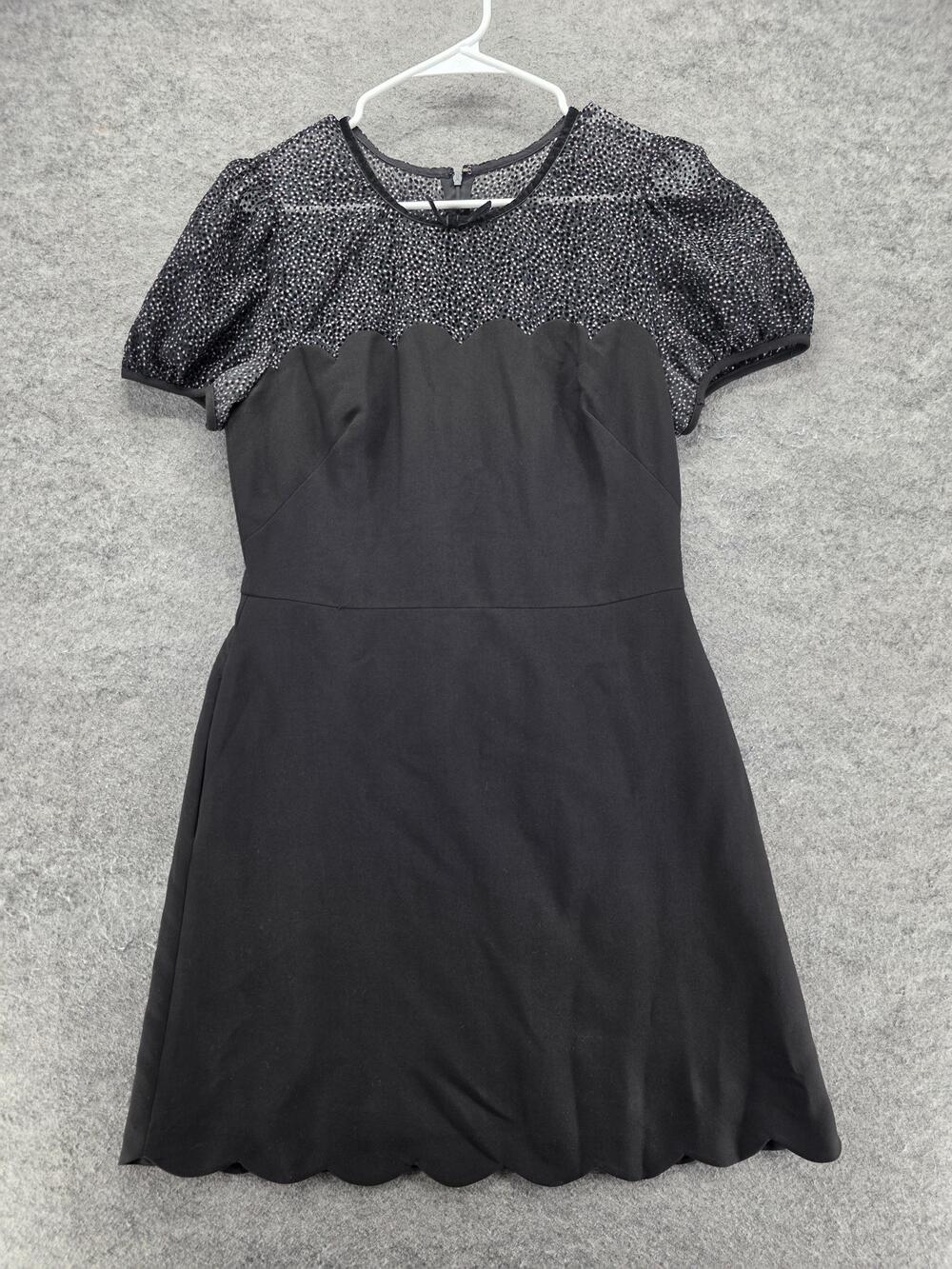 Gal Meets Glam Collection Dress Womens 8 Black Fit & Flare Polka Dot Sequin